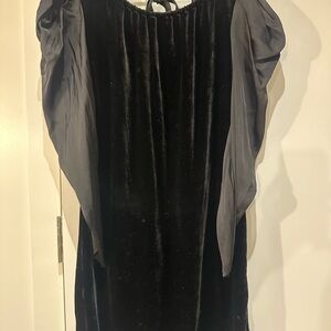 Velvet by Graham & Spencer Elegant Black Velvet Dress with Puff Sleeves